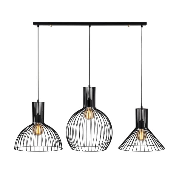 Juodos spalvos kabantis šviestuvas su metaliniu gaubtu Fellini – Opviq lights-image-2