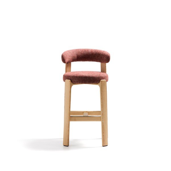 Terakotos spalvos/šviesios natūralios spalvos iš uosio masyvo baro taburetė (sėdynės aukštis 75 cm) Granite – Kave Home-image-2