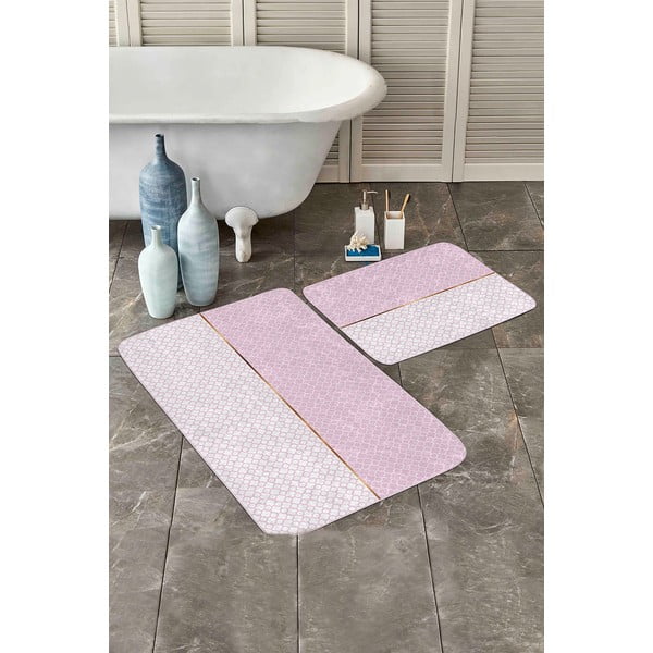 Vonios kilimėliai rožinės spalvos 2 vnt. 60x100 cm – Mila Home-image-3