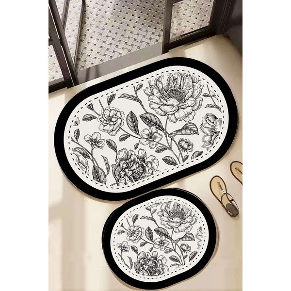 Juodos ir baltos spalvos vonios kilimėliai 2 vnt. 60x100 cm Rasse – Foutastic-image-1