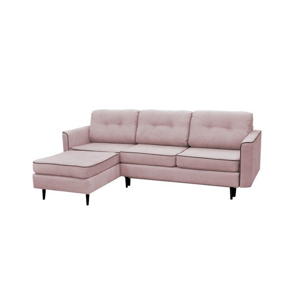 Rožinė sofa lova su juodomis kojomis Mazzini Sofos Dragonfly, kairysis kampas-image-1