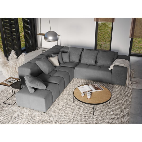 Pilka aksomo pagalvėlė modulinei sofai Rome Velvet - Cosmopolitan Design-image-4