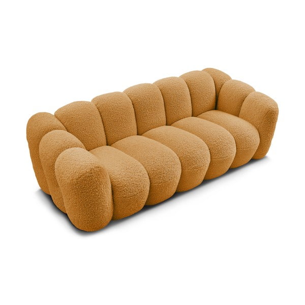 Garstyčių spalvos iš boucle sofa 232 cm Hippolyte – Bobochic Paris-image-4