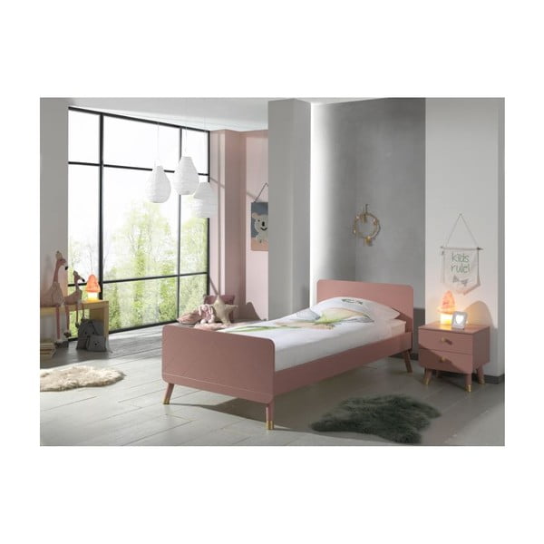 Rožinė vaikiška lova iš pušies medienos Vipack Billy, 90 x 200 cm-image-2