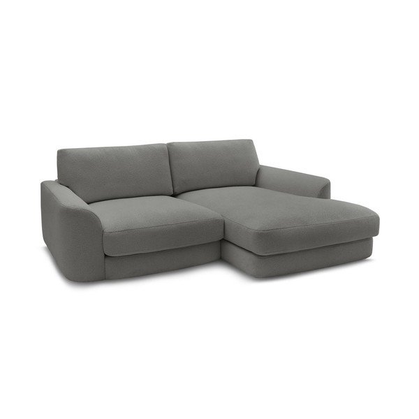 Tamsiai pilkos spalvos kampinė sofa iš boucle (su dešiniuoju kampu/su gultu) Leonore – Bobochic Paris