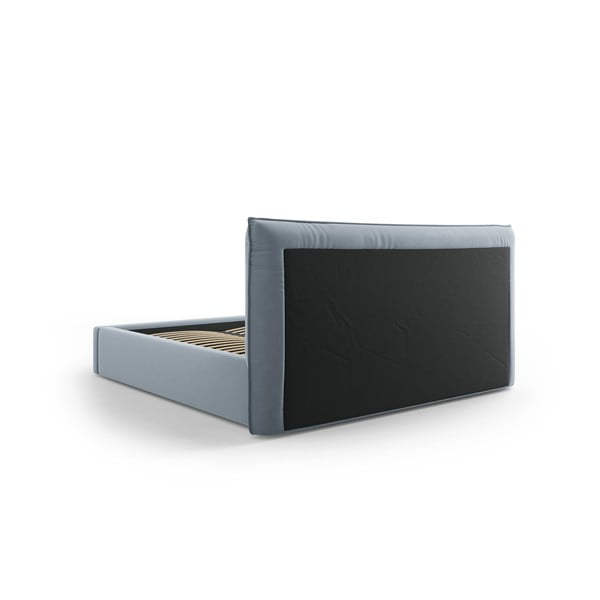 Dvigulė lova šviesiai mėlynos spalvos audiniu dengta su sandėliavimo vieta su lovos grotelėmis 160x200 cm Elio – Milo Casa-image-3