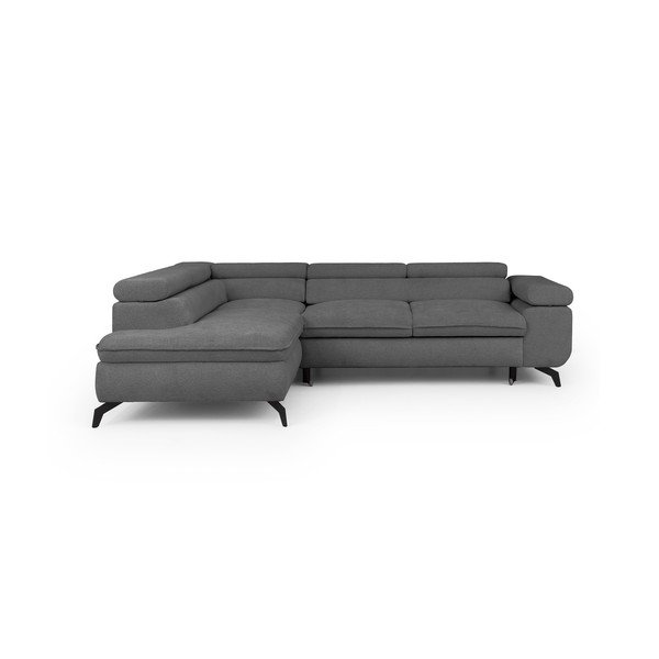 Pilkos spalvos kampinė sofa iš šenilinio audinio (su kairiuoju kampu/„L“ formos) Marbeya  – Ropez