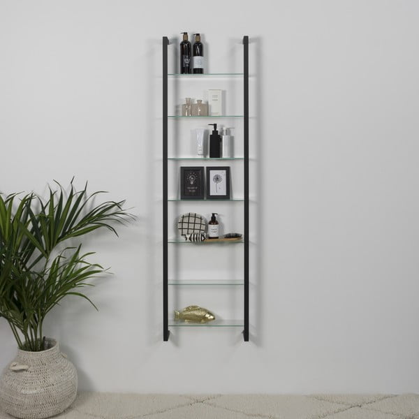 Juodos spalvos iš metalo kelių aukštų sieninė lentyna 46 cm Cubic – Spinder Design-image-1