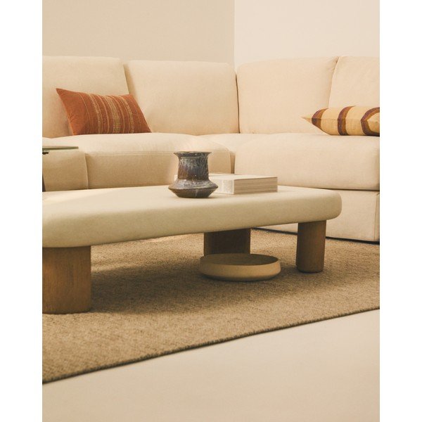 Smėlio spalvos kampinė sofa iš šenilinio audinio (kintama/„L“ formos) Alea – Kave Home-image-4