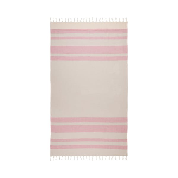 Smėlio ir rožinės spalvos hamamo rankšluostis Begonville Form, 95 x 175 cm