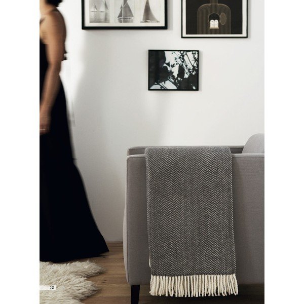 Tamsiai mėlynas medvilninis pledas Euromant Skyline, 140 x 180 cm-image-3