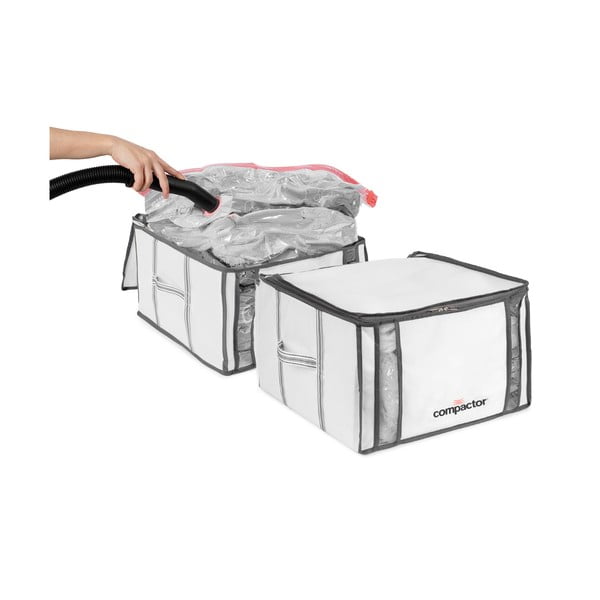 Vakuuminės/su standžiais kraštais iš tekstilės spintos daiktadėžės 2 vnt. 42x25x25 cm Life – Compactor-image-4