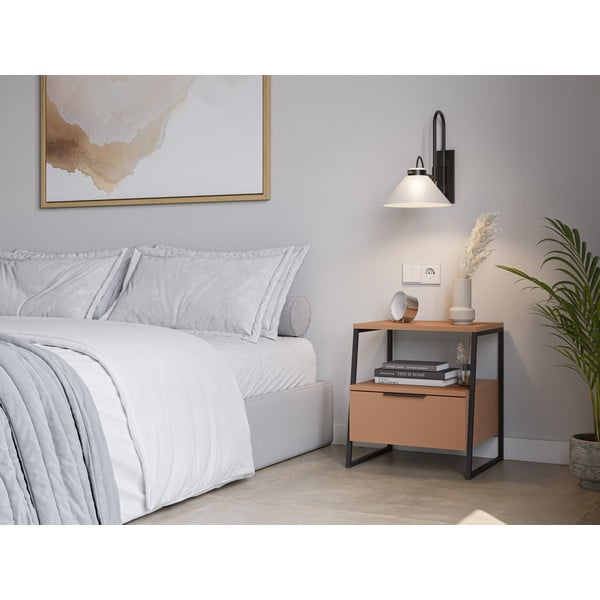 Naktinis staliukas raudonos plytų spalvos Velia – Marckeric-image-1