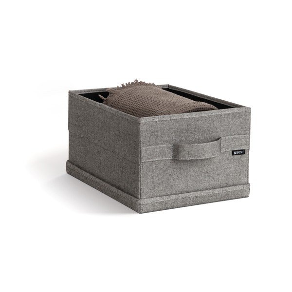 Pilkos spalvos iš tekstilės daiktadėžė su dangčiu 27x36x19 cm Soft Storage Small – Bigso-image-1