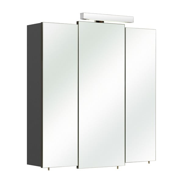 Tamsiai pilka pakabinama vonios kambario spintelė su veidrodžiu 68x73 cm Set 331 - Pelipal