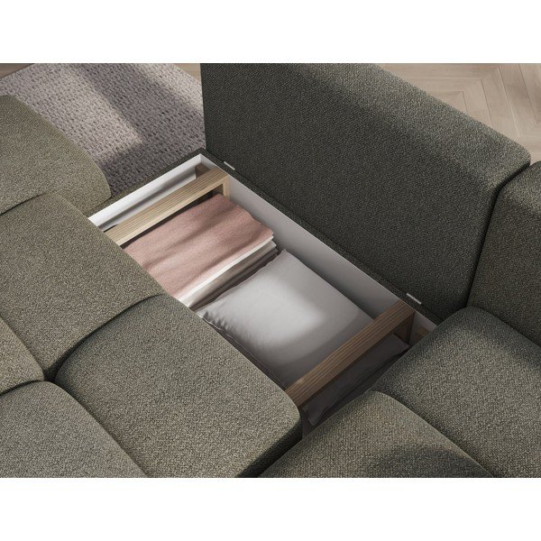 Žalios spalvos sulankstoma/su sandėliavimo vieta kampinė sofa iš boucle (su dešiniuoju kampu/su gultu) Vittario – ELTAP-image-2