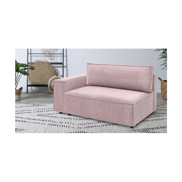 Modulinė sofa šviesiai rožinės spalvos iš kordinio velveto (su kairiuoju kampu) Nihad modular – Bobochic Paris-image-1