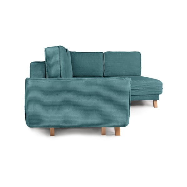 Iš kordinio velveto sulankstoma kampinė sofa turkio spalvos (su dešiniuoju kampu) Tori – Bonami Selection-image-3