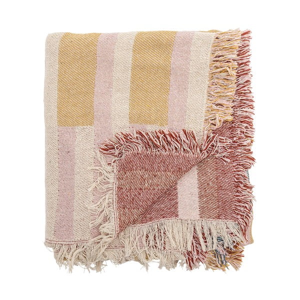 Rudos spalvos iš perdirbtos medvilnės antklodė ir pledas 130x160 cm Lane – Bloomingville