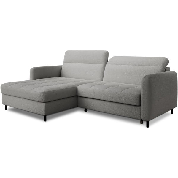 Pilkos spalvos iš boucle sulankstoma/su sandėliavimo vieta kampinė sofa (su kairiuoju kampu/su gultu) Gomsi – ELTAP-image-3