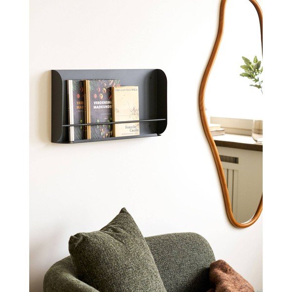 Tamsiai pilkos spalvos iš metalo sieninė lentyna 60 cm Volterra – House Nordic-image-1