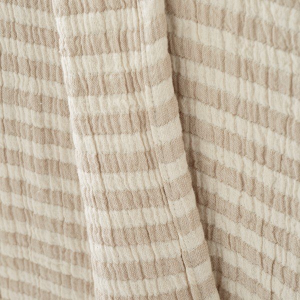 Natūralios spalvos iš medvilnės antklodė ir pledas 150x200 cm Cotton Muslin Stripe – Bianca-image-3
