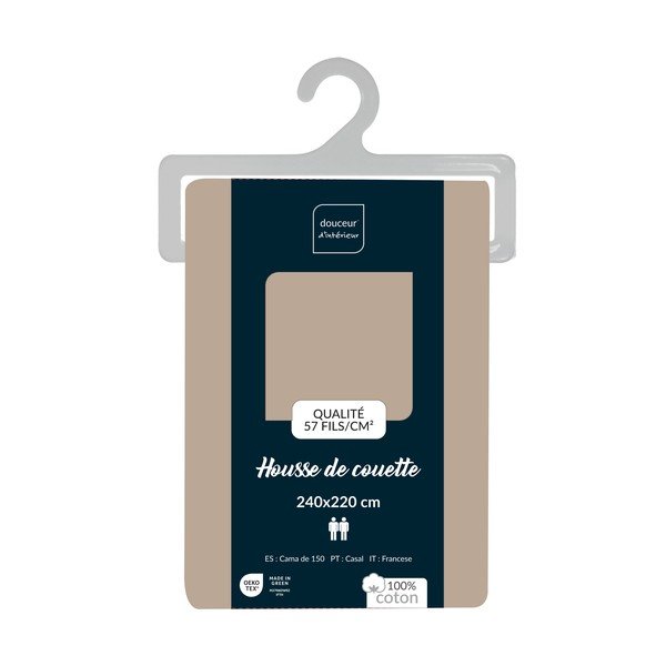 Smėlio spalvos iš medvilnės dvigulis/itin ilgas antklodės užvalkalas 240x220 cm Lina – douceur d'intérieur-image-2