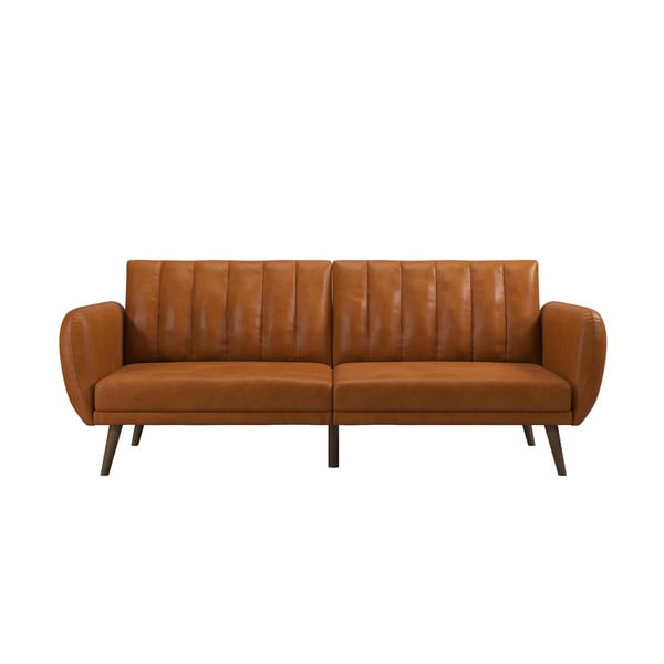 Oranžinė sofa-lova iš odos imitacijos 207 cm Brittany - Novogratz