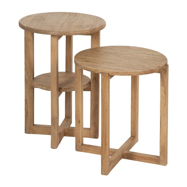 Kedro masyvo apvalios formos šoninis stalas ø 40 cm Dala – Ixia-image-2