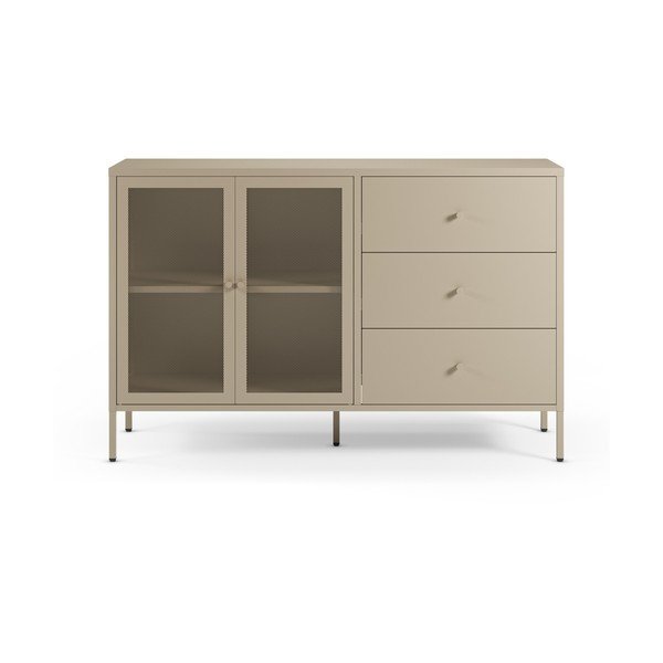 Kreminės spalvos iš metalo šoninė spintelė 140x90x40 cm Fayna – Marckeric