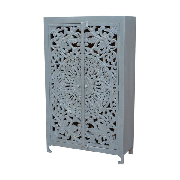 Iš mango masyvo spintelė šviesiai pilkos spalvos 165x40 cm Kalita – Støraa-image-1