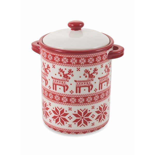 Kalėdinė keraminė dėžutė su dangteliu Villa d'Este Scandinavia Barattolo, aukštis 21 cm