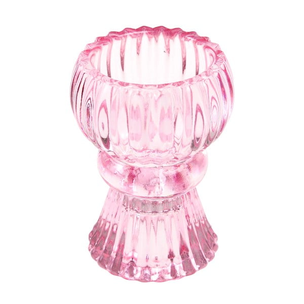 Žemas rožinis stiklinis žvakidės laikiklis - Rex London