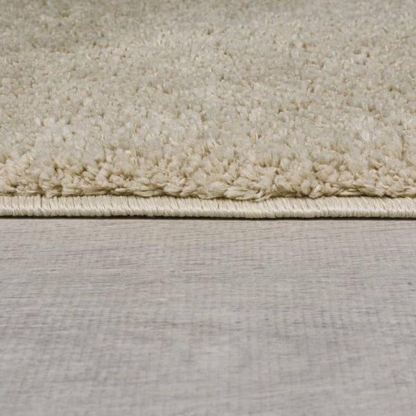 Skalbiamas iš perdirbto pluošto apvalios formos kilimas smėlio spalvos 180x180 cm Fluffy – Flair Rugs-image-3