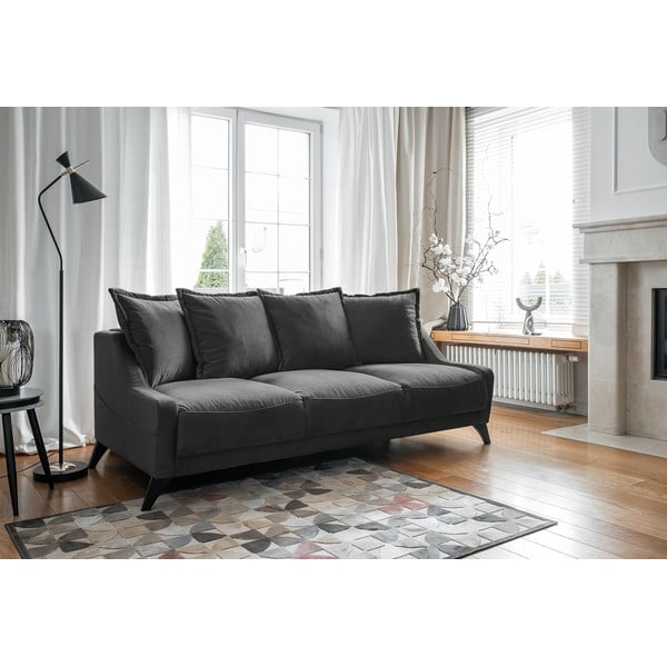 Tamsiai pilka aksominė sofa Miuform Royal Rose-image-3