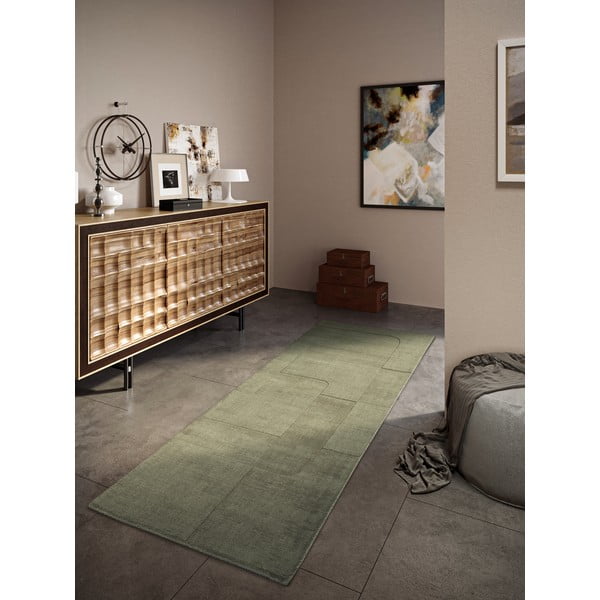 Rankų darbo iš vilnos kilimas žalios spalvos 80x250 cm Charlotte – Villeroy&Boch-image-1