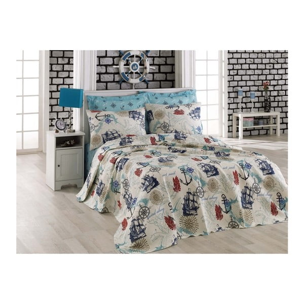Lengvas lovos užvalkalas su paklode ir pagalvių užvalkalais Marine, 200 x 235 cm