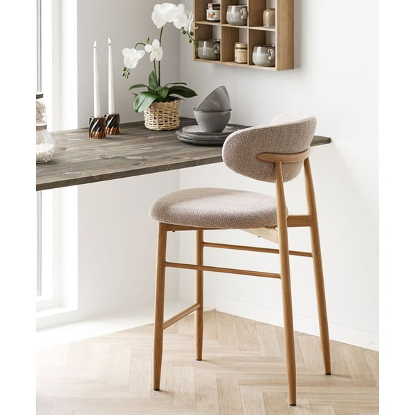 Smėlio spalvos/natūralios spalvos iš audinio baro taburetė (sėdynės aukštis 65 cm) Levanto – House Nordic-image-1