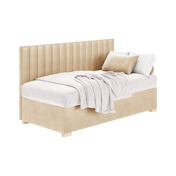 Smėlio spalvos vaikiška lova su sandėliavimo vieta su čiužiniu  90x200 cm Chill – Ghado-image-3