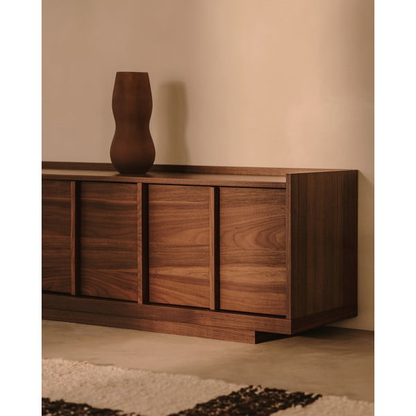 Rudos spalvos TV spintelė iš riešutmedžio 200x47x40 cm Onix – Kave Home-image-4