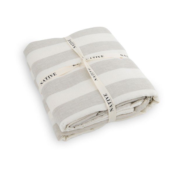 Šviesiai pilkos spalvos/kreminės spalvos iš lino dvigulė patalynė 200x200 cm Natural Stripes – Native Natural-image-3