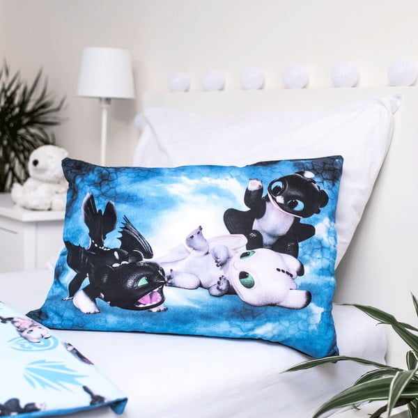 Mėlynos spalvos iš medvilnės vaikiška patalynė vaikiškai lovai 100x135 cm How to Train Your Dragon "Babies" – Jerry Fabrics-image-3