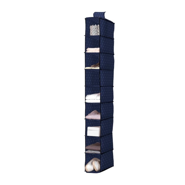 Tamsiai mėlynas pakabinamas organizatorius su 9 skyriais "Kasuri Range" kompaktorius, 15 cm pločio