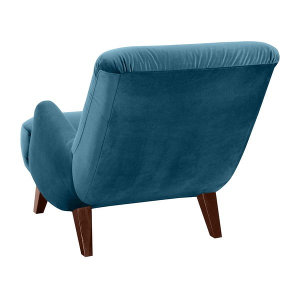 Smaragdo spalvos krėslas su rudomis kojomis Max Winzer Brandford Suede-image-2