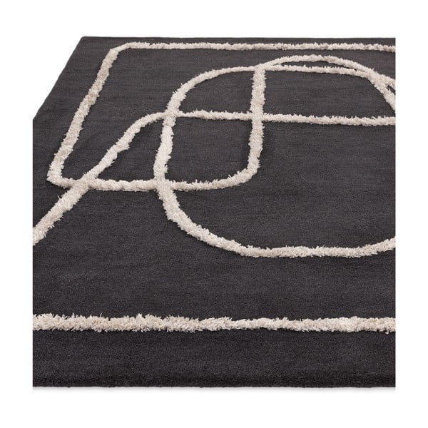 Rankų darbo iš vilnos kilimas juodos spalvos 160x230 cm Matrix – Asiatic Carpets-image-3