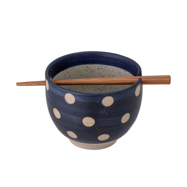 Mėlynas keraminis dubuo su valgymo lazdelėmis Bloomingville Masami, ø 13 cm-image-1