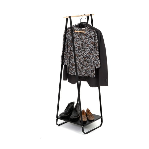 Juodas drabužių stovas su lentyna Compactor Portant Blanc-image-3