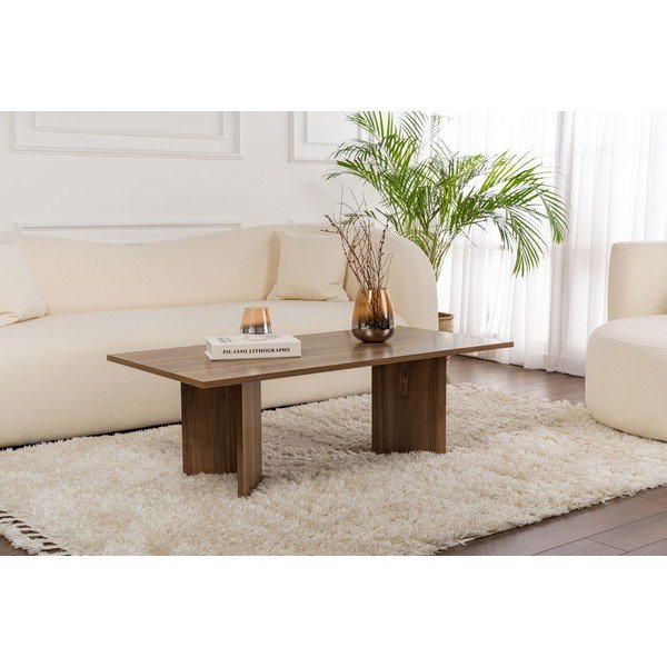 Tamsiai rudos spalvos kavos staliukas iš riešutmedžio 60x119 cm Sabin – Kalune Design-image-1