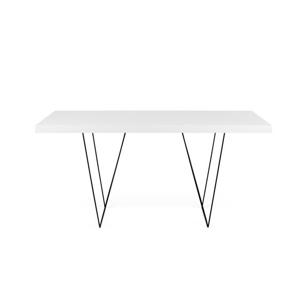 Baltas valgomojo stalas su metalinėmis kojomis TemaHome Trestle, 90 x 160 cm-image-2