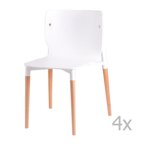 4 baltų valgomojo kėdžių su medinėmis kojomis rinkinys "sømcasa Alisia
